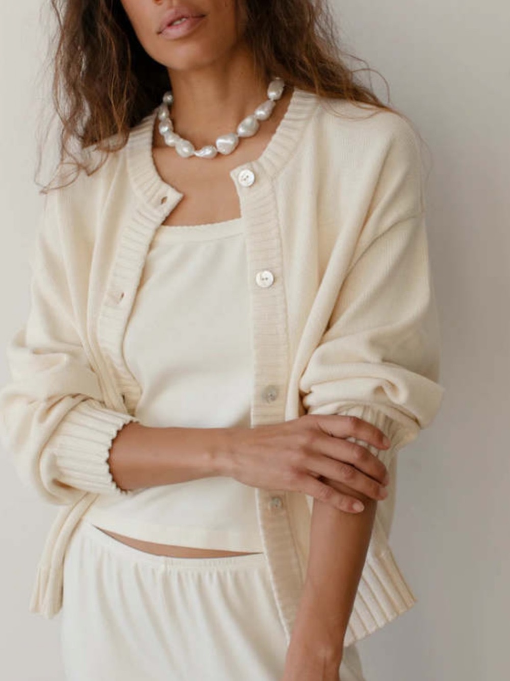DONNI The Cotton Knit Cardigan in Crème